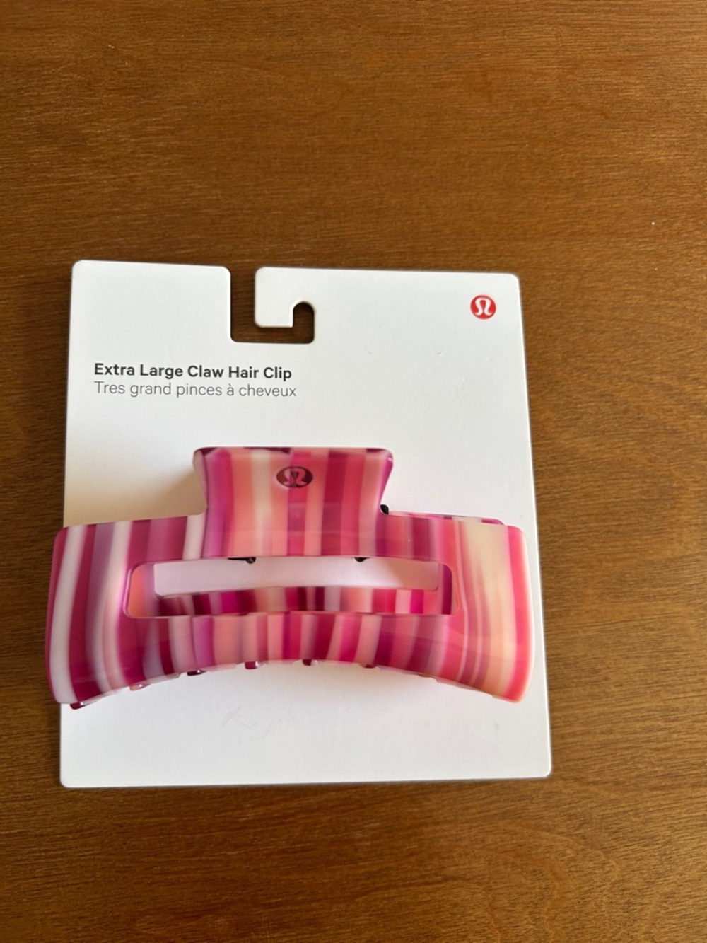 lululemon athletica Pink Striped Extra Large Claw Hair Clip - Picture 2 of 3